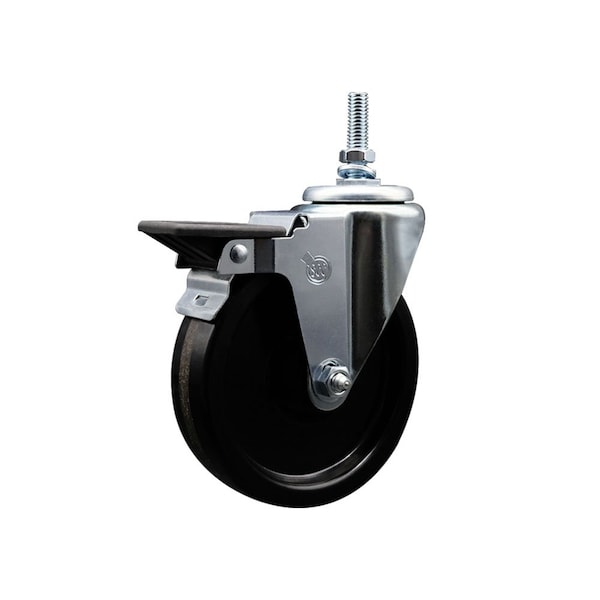 5 Inch Phenolic 38 Inch Threaded Stem Caster with Brake